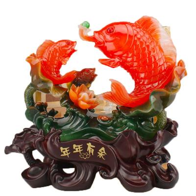 China China Factory Custom Resin Crafts Imitated Jade Fish Carvings JE-009 for sale