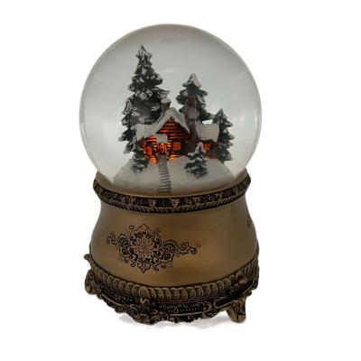 China Europe Resin Souvenir Water Glass Globe Custom Music LED Works Resin Snow Globe JE-058 for sale