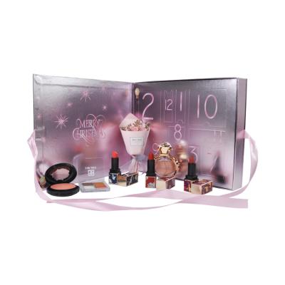 China 2021 Unique Recycled Materials Christmas Packaging Gift Cardboard Makeup Box Beautiful Cosmetic Advent Calendar 24 Days for sale