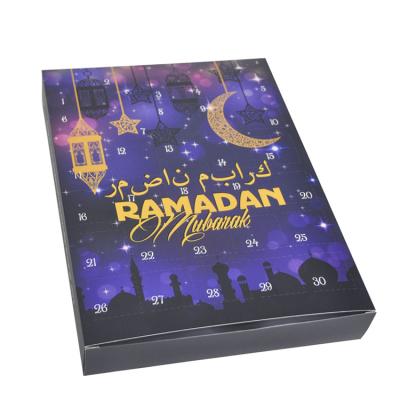 China Recycled Handmade Empty Packaging Drawer Materials Custom Eid Chocolate Ramadan Box 30 Days Advent Calendar Islam for sale