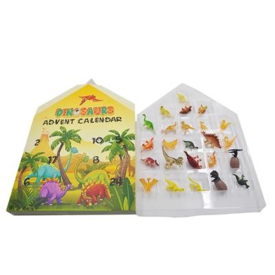 China Eco-friendly Material Funny Dinosaur Toys With Advent Calendar Gift Packaging Box With 24 Drawers for sale