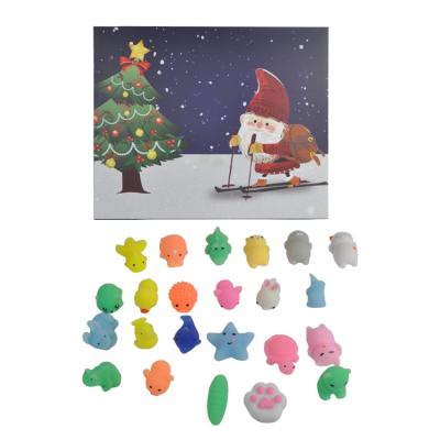 China 2021 Hot Sale Rubber Product 24 Boxes Toy Mochi Animals Squishy Toy Advent Calendar For Kids Countdown Days for sale