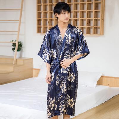 China China Dragon Printed Silk Men Pajamas Home Long Robes Best Quality Plus Size Factory Outlet Satin Fabric for sale