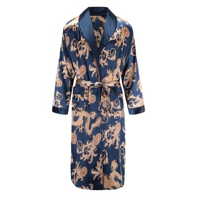 China Plus Size Dragon Luxurious Spa Long Sleeve Bedroom Kimono Bathrobe, Long Satin Sleepwear Robes For Men for sale