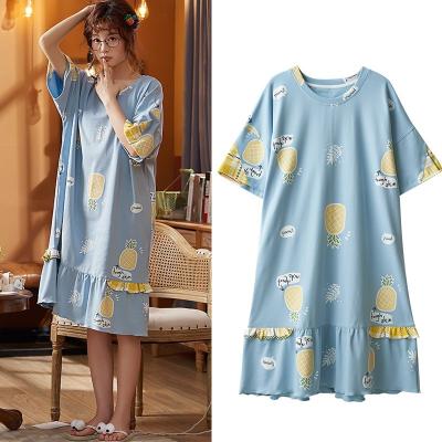 China Cute Print Women's QUICK DRY Warm Cotton Cardboard Sleep Shirt Casual Loose Night Dress For Women for sale