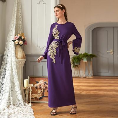 China Slim Women Bead Embroidery High Quality Elegant Muslim Party Maxi Dress S-2XL for sale