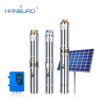 China Family home 1.5hp 4110v dc solar submersible pump 110v bore hole solar water pump for sale