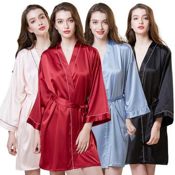 Chine robe sexy de chemise de nuit de soie de mûre de soirée de décolleté en V d'ODM 150-200Gsm pour les femmes à vendre