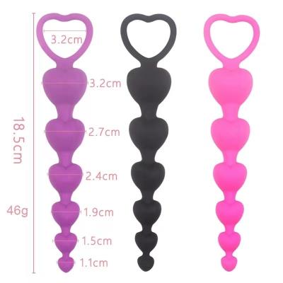 China Heart shape anal plug beads clitoris stimulated prostate massage silicone anal beads for woman man butt anal plug for sale