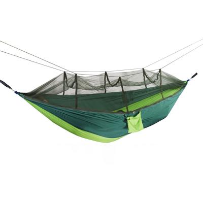 China Adult Camping Hammock With Mosquito Net Auto Light Parachute Portable Outdoor Hammocks Swing Sleeping Hammock Camping Stuff for sale