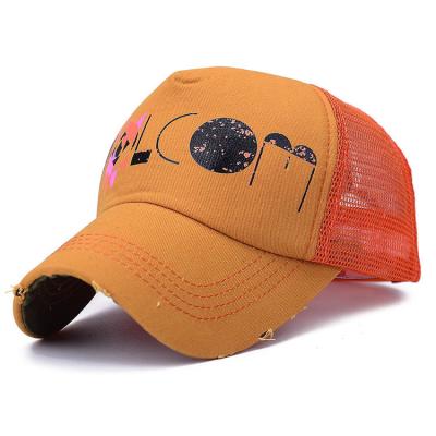 China Gorras Good Quality 5 Panel JOINT Mesh Cap Foam Custom Caps Distressed Trucker Hat for sale