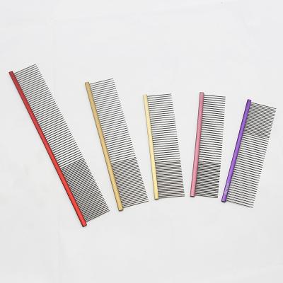 China Viable Hot Sale Aluminum Dog Cleaning Combs Cat Petting Hair Comb Stainless Steel For Pet Hair Removal Pet Dematting Comb for sale