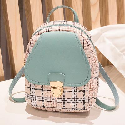 China Hot Sale Waterproof Backpacks Fashion Mini Backpack Women Plaid Cross Body Bag Custom PU Leather Bag for sale