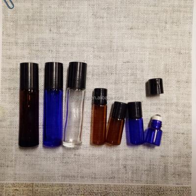 China Hot Sale 1ml 2ml 3ml 5ml 10ml Amber Blue Clear Roll On Cosmetic Package Bottle With Roller And Cap for sale