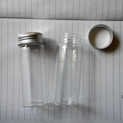 China Food Factory Supply 60ml 35x90mm Glass Bottle Jar Wishing Bottle With Aluminum Screw Cap for sale