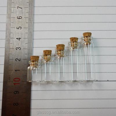 China Gift Wholesale 0.5ml/1ml/1.5ml/2ml/3ml Small Glass Bottle Vial With Cork for sale