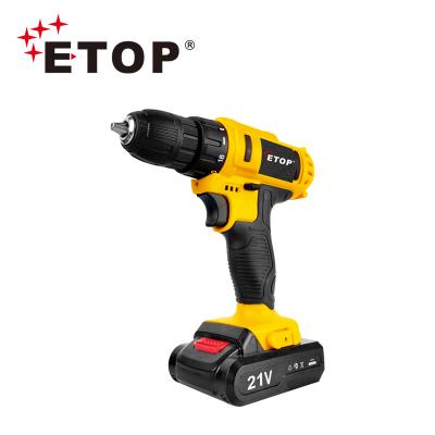 China ETOP Factory Price 10MM 21V Cordless Drill Set OEM 8/10/25 (Support/Steel/Wood Screw) for sale