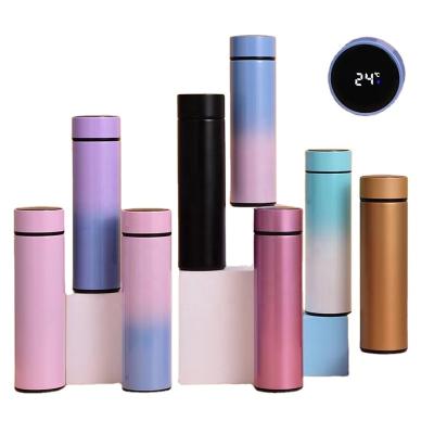 China Sustainable Water Bottles Double Wall Hot Cold Digital Display Sport Plug-In Insulated Vacuum Stainless Steel Flask for sale