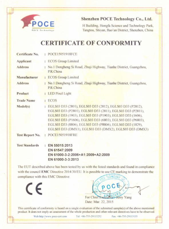 CE - Huizhou Ecos Opto Co., Ltd.