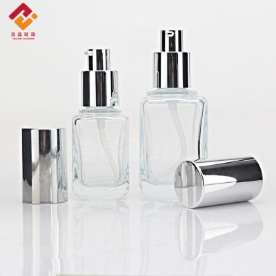 China wholesale 30ml 60ml e-friendly clear lotion bottle with pump base empty square bottles for sale