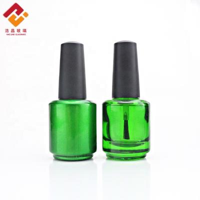 China UV Green Nail Polish Gel 15ml Frosted Glass Bottle E - Friendly Container With Brush for sale