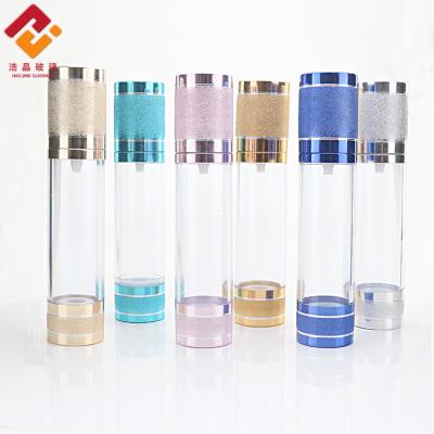 China 50ml luxury plastic refillable cosmetic airless pump bottle e-friendly travel bottles for serum cream foundation packaging for sale