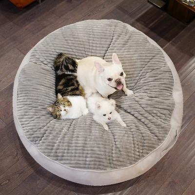 China Viable Custom Washable Luxury Cotton Fleece Large Dog Bed Round Pet Bed Cushion for sale