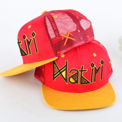 China Wholesale 6 Panle 3D Embroidery Short Flat Brim Custom Snapback Hat Trucker Hat for sale