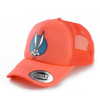 China OEM Logo Embroidery 6 Panel COMMON Hats Orange Girl Mesh Blank Custom Trucker Hats for sale