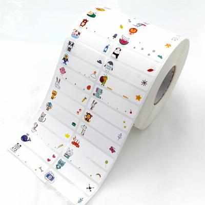 China Waterproof Cheap Modern Custom Pattern White Roll Name Stickers With Logo Label for sale