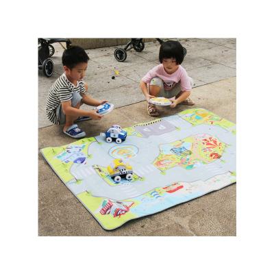 China Parent-child interactive new strange children's first education to learn car toys cloth mat remote control toy car track for sale