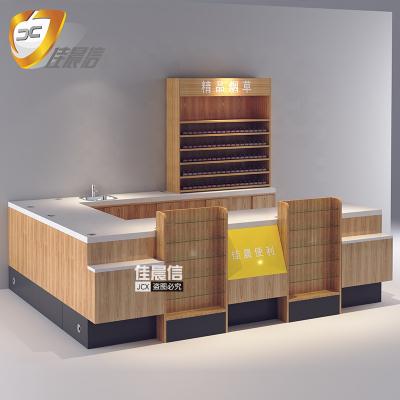 China Grocery Ect Hot Selling Wooden Supermarket Checkout Shop Cashier Counter Counter Table for sale