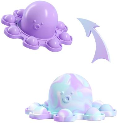 China Creative New Decompression Simple Educational Funny Educational Silicone Doll Octopus Double-Sided Flipping Face-Changing Toys for sale