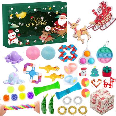 China Suit for Presure Relief 2022 Kids Christmas Gift 24 Days Countdown Calendar Package Relaxation Toy Blind Box Fidget Advent Busy Person Toy Sets for sale