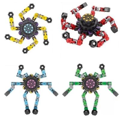 China Creative Transformable Chain Mechanical Toy Transformable Clear Popping Gyro Robot Kids DIY Deformable Spinner Sund Sund Toy Fingertip Spin Top Fidget for sale