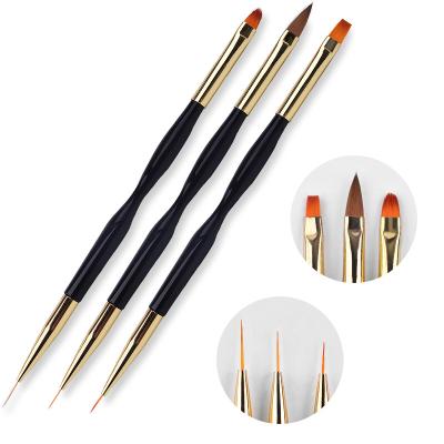 China Dual Nail Art Painting Drawing Lines Pen 3D Nail Tip Brush Tips DIY UV Gel Flowers Design Salon Manicure Tools for sale