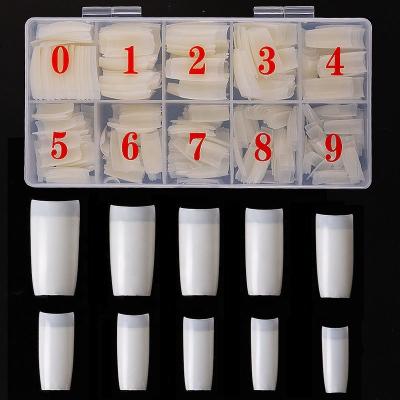 China 500 Pcs French Artificial Nails Short French Design Acrylic False Press On Nail Tips Manicure Accessories for sale