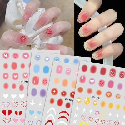 China Waterproof And Self Adhesive Gradient Blush Self Adhesive Nail Sticker Love Design Decals Decorations Manicure Accessories for sale