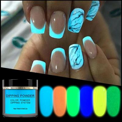 China Art Decoration Gel Polish Dip Design UV Glow Fluorescent Glitter Neon Luminous Neon Phosphor Powder Nail Pigment in Dark for sale