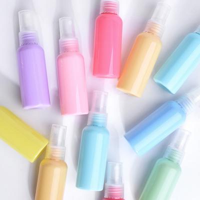 China Custom BEAUTY PACKAGING Candy Colored Plastic Bottles 50ml 2oz Pet 50/410 Spray Bottle 50ml for sale