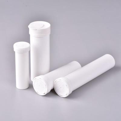 China Eco-friendly Effervescent Tablet Vitamin C Tablet Tube 29*133mm With Desiccant Cap Plastic Straight Effervescent Tablet Bottle for sale