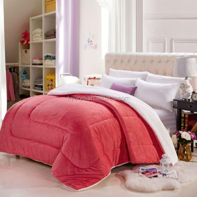 China Anti-pilling high quality warm fleece cotton polyester fabric woolen comforter blanket for wholesale for sale