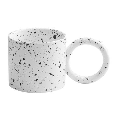 China SYL Cup Big Ears Retro Insist Coffee Mug Ink Splatter Design Breakfast Ceramic Creative Viable Cup Couple Simple Cup Porcelain Cups for sale