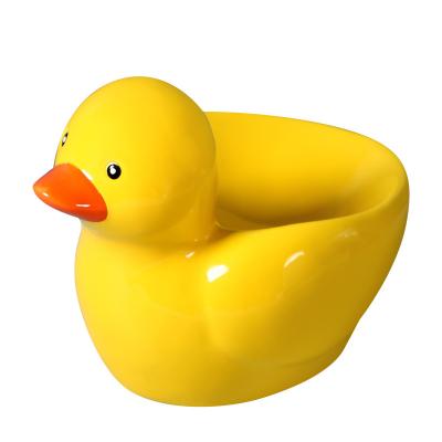 China New Design Sustainable Cute Duck Ceramic Cat Bowl Single High Foot Dog Food Drinking Water Bowl Pet Supplies for sale