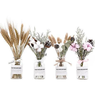 China SYL Rustic Glass Vase Flower Plants Vase Bottle Transparent Dry Creative Creative Glass Bottle Rope Bottle Living Room Table Decoration for sale