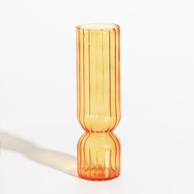 China SYL Rustic Glass Vase Colored Small Flower Plants Vase Living Room Table Decoration Rope Dry Creative Glass Bottle for sale