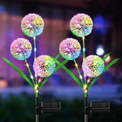 China Outdoor Solar Led Garden RGB Colors Dandelion Flower Spike Light For Party Holiday Solar Garden Lights Outdoor for sale