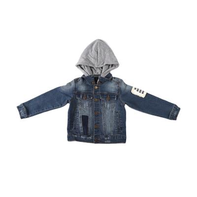 China 2020 Anti-wrinkle fashion skin friendly kids denim jacket for kids wholesale hooded baby denim jacket for sale