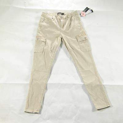 China Latest Design Leisure Khaki Viable Multiple Pockets Ladies Female Denim Pants for sale