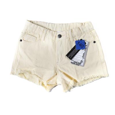 China Breathable OEM Customized Good Quality Kids Denim Pants Casual Beige Yellow Short Jeans For Girls for sale